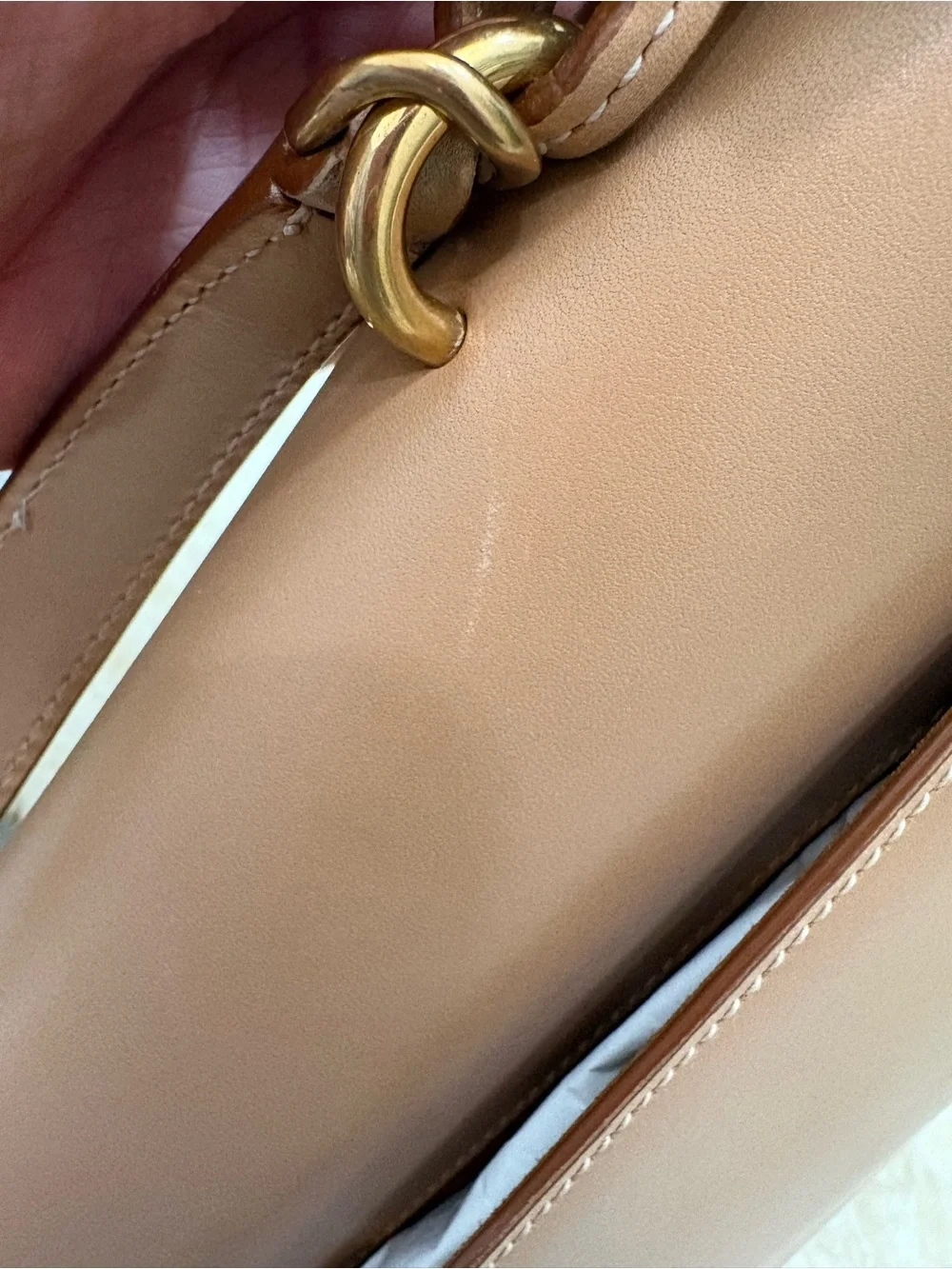 Saint Laurent Smooth Calfskin Medium Monogram Sunset Satchel Natural Tan